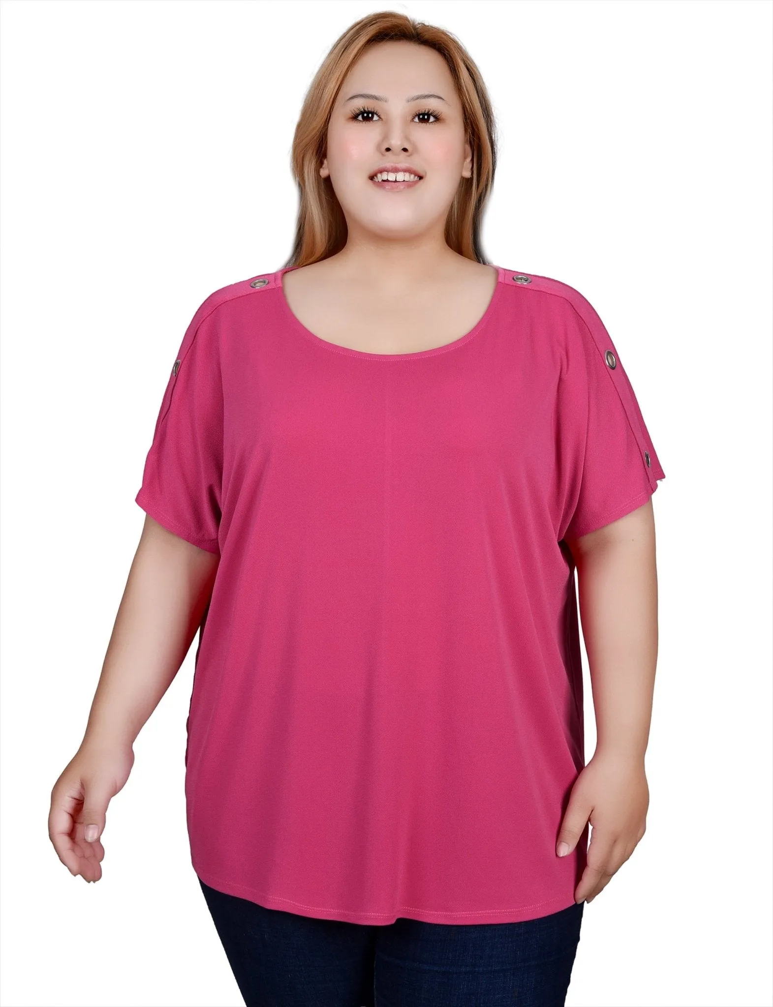 Short Sleeve Extended Sleeve Tunic Top - Plus