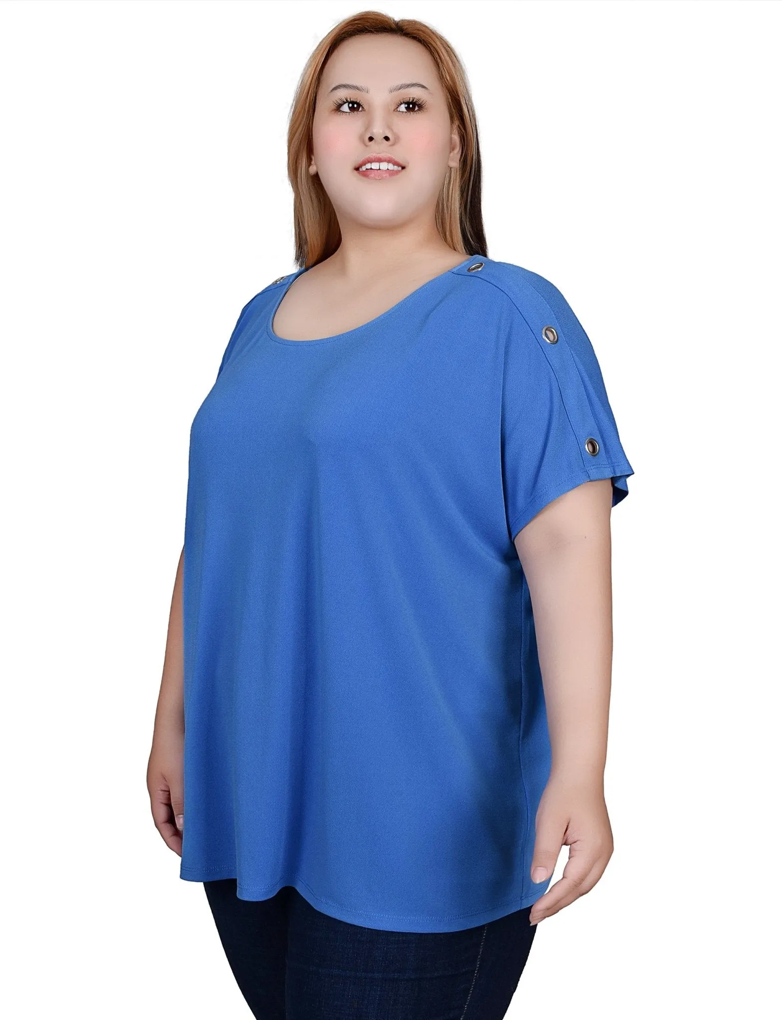 Short Sleeve Extended Sleeve Tunic Top - Plus