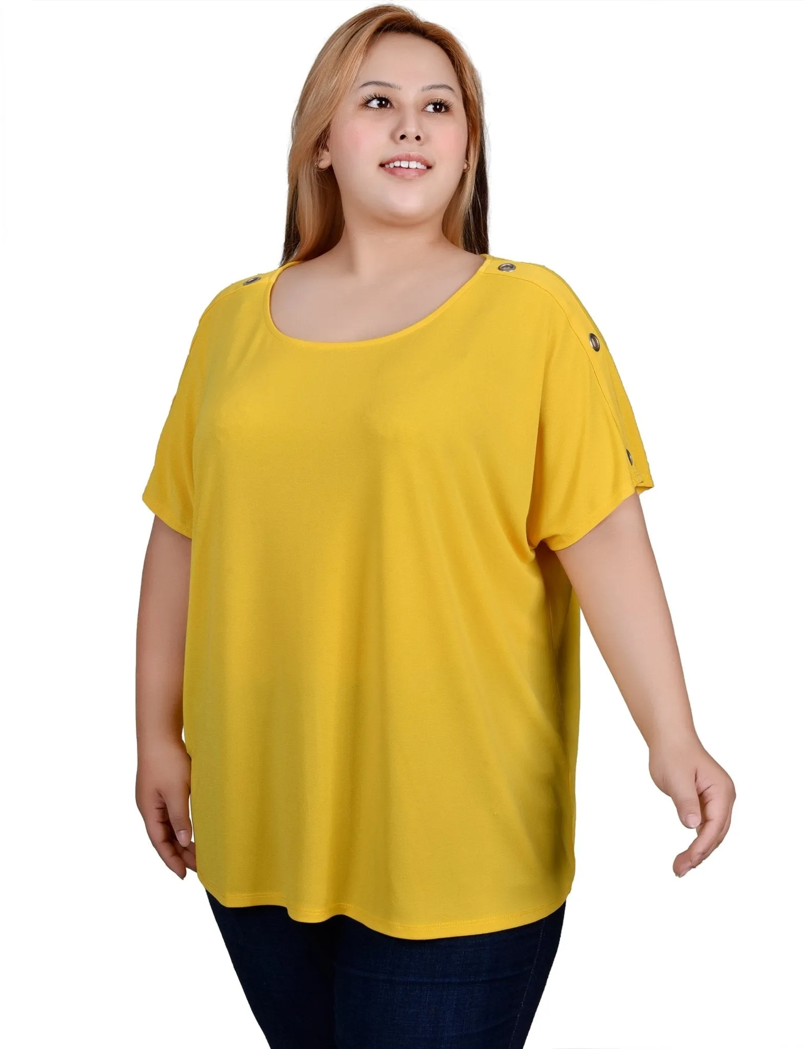 Short Sleeve Extended Sleeve Tunic Top - Plus