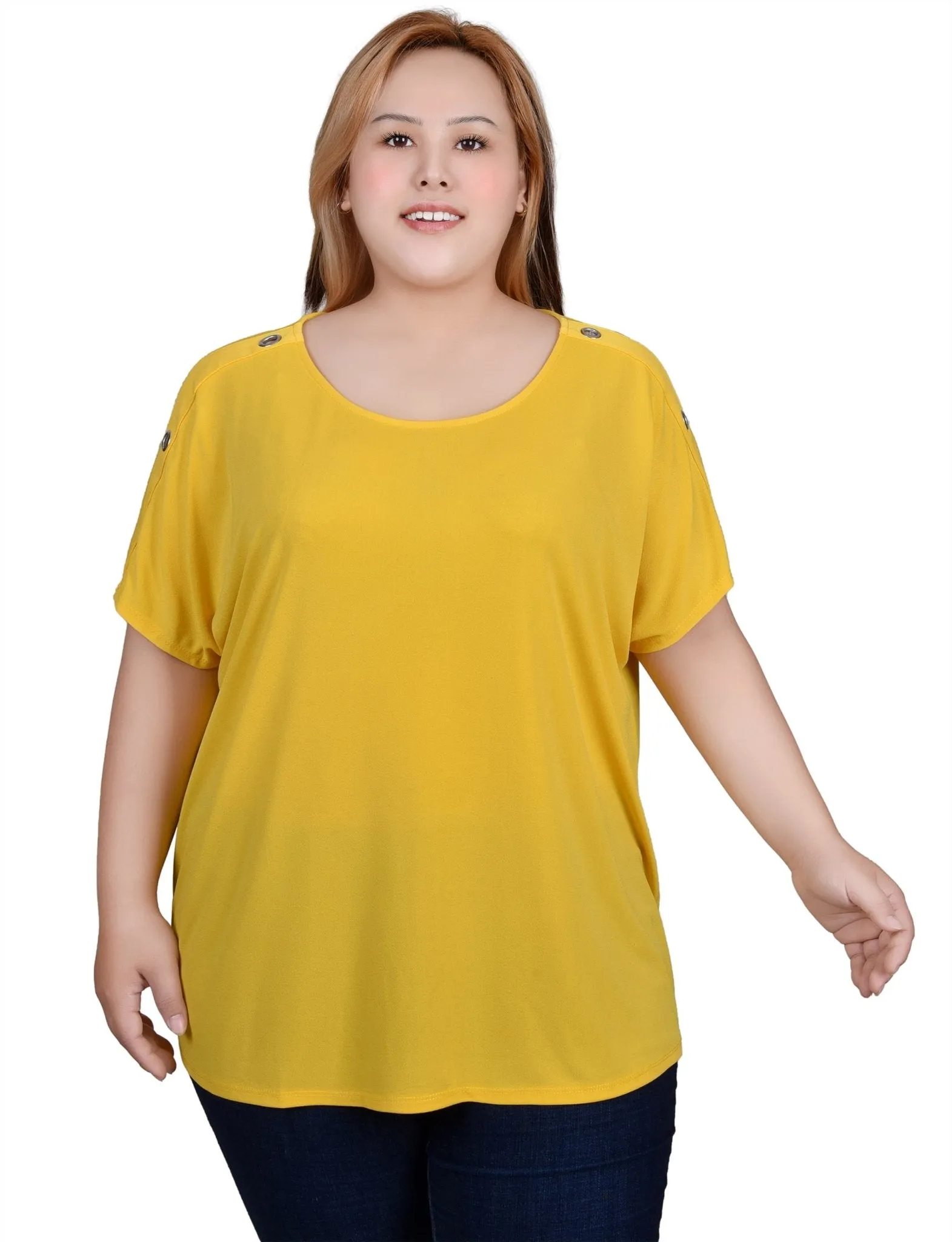 Short Sleeve Extended Sleeve Tunic Top - Plus