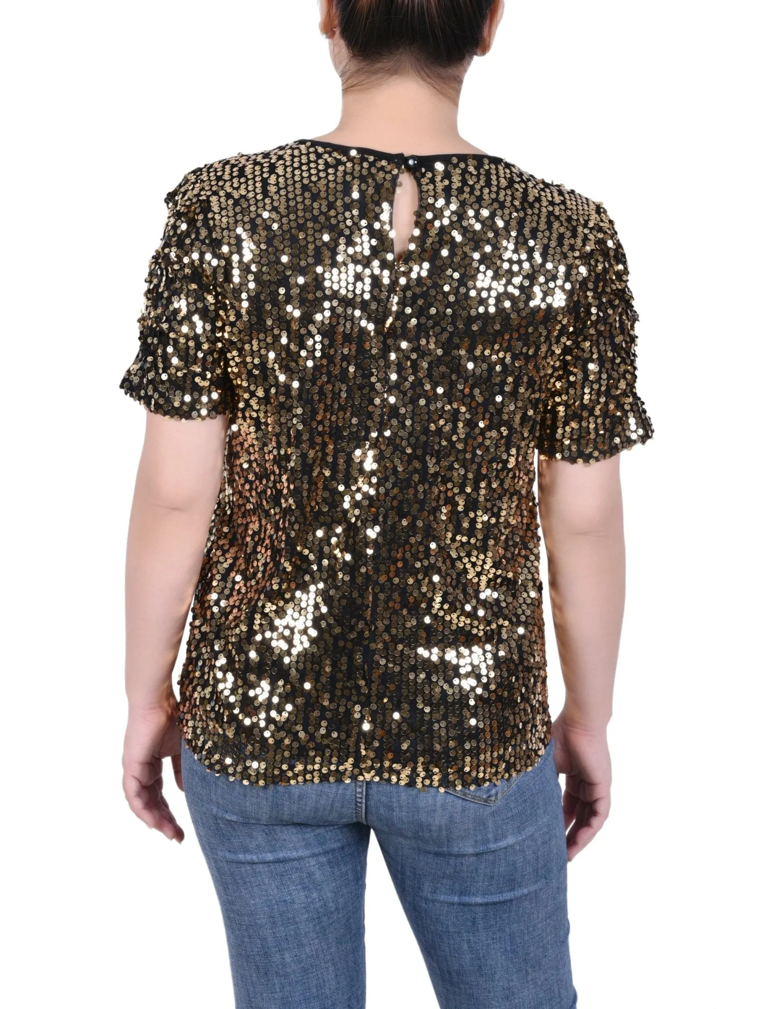 Short Sleeve Sequined Top - Petite