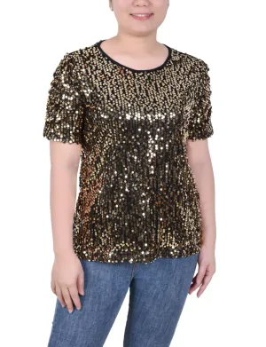 Short Sleeve Sequined Top - Petite