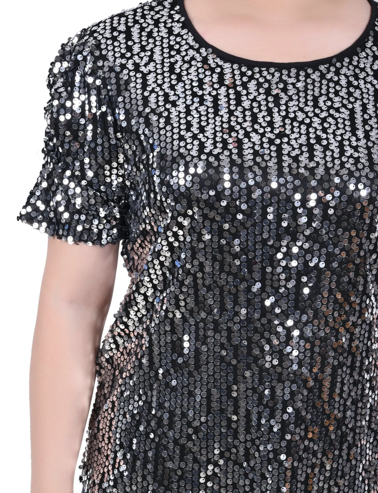 Short Sleeve Sequined Top - Petite