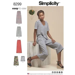 Simplicity Pattern 8299 Women's Skirts  or trousers in various lengths