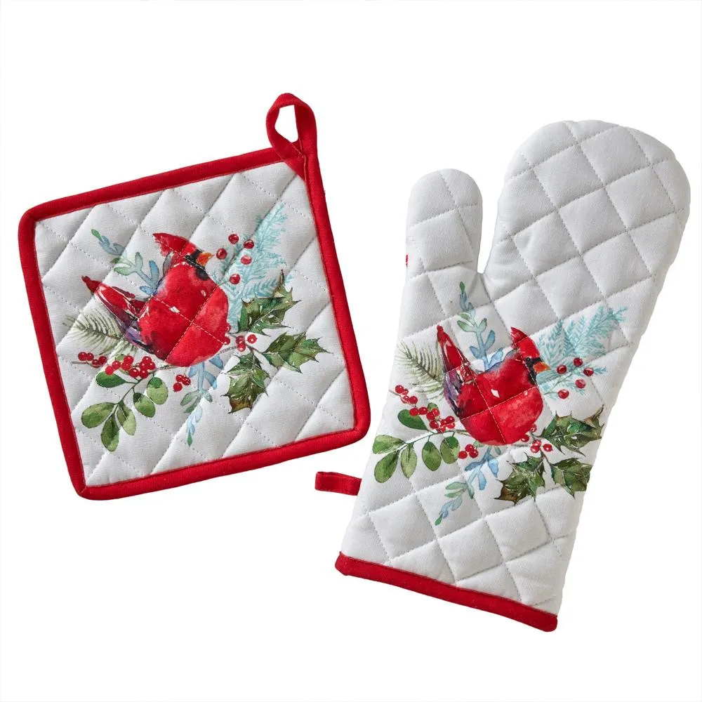 SKL Home By Saturday Knight Ltd Berry Cardinal Oven Mitt And Pot Holder Set - 8X8", Multi