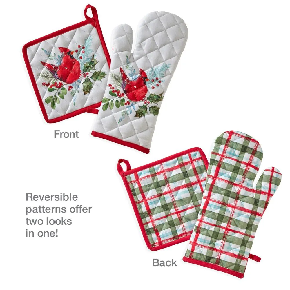 SKL Home By Saturday Knight Ltd Berry Cardinal Oven Mitt And Pot Holder Set - 8X8", Multi