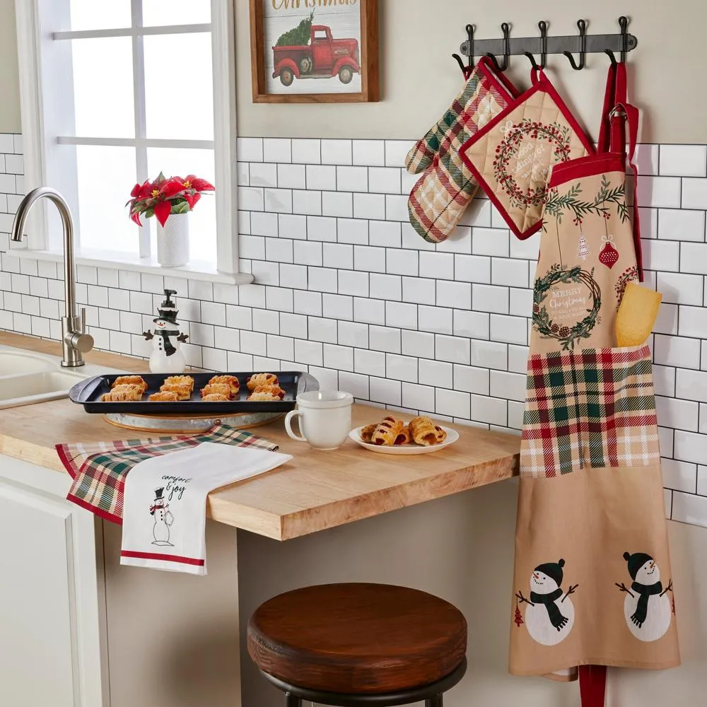 SKL Home By Saturday Knight Ltd Rustic Plaid Snowman Oven Mitt And Pot Holder Set - 2-Count - 8X8", Multi