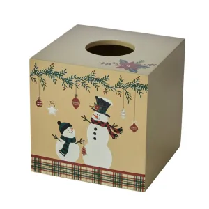 SKL Home By Saturday Knight Ltd Rustic Plaid Snowman Tissue Dispenser - 5.83X5.87X5.8", Multi