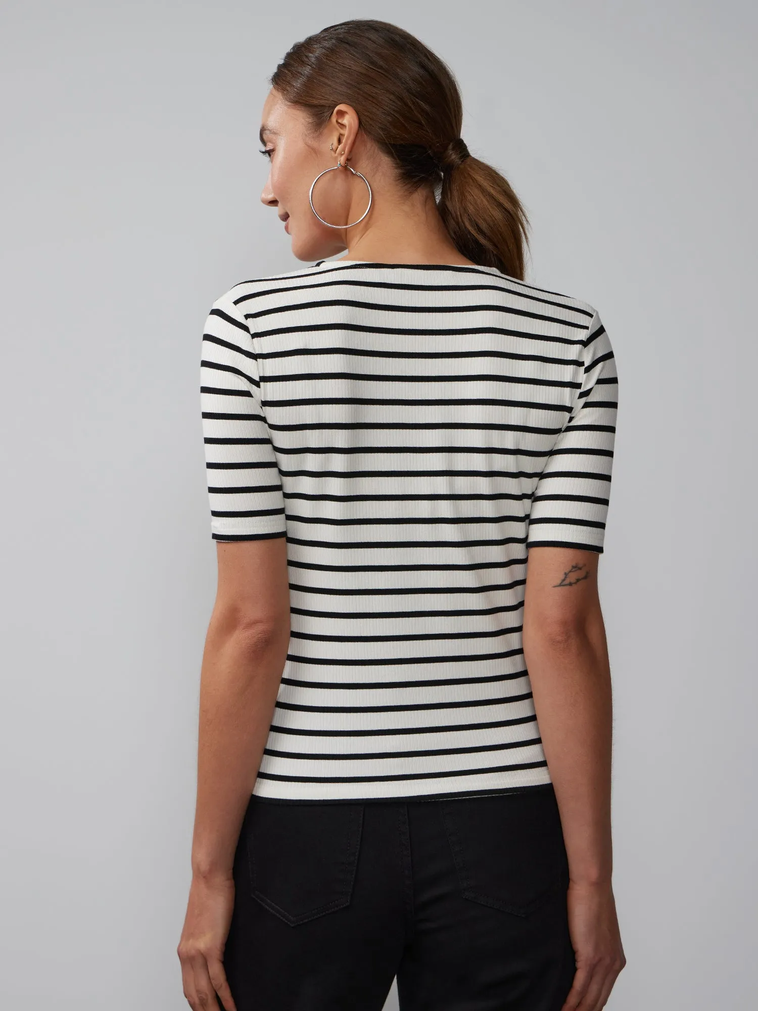 Striped Ribbed Henley Top