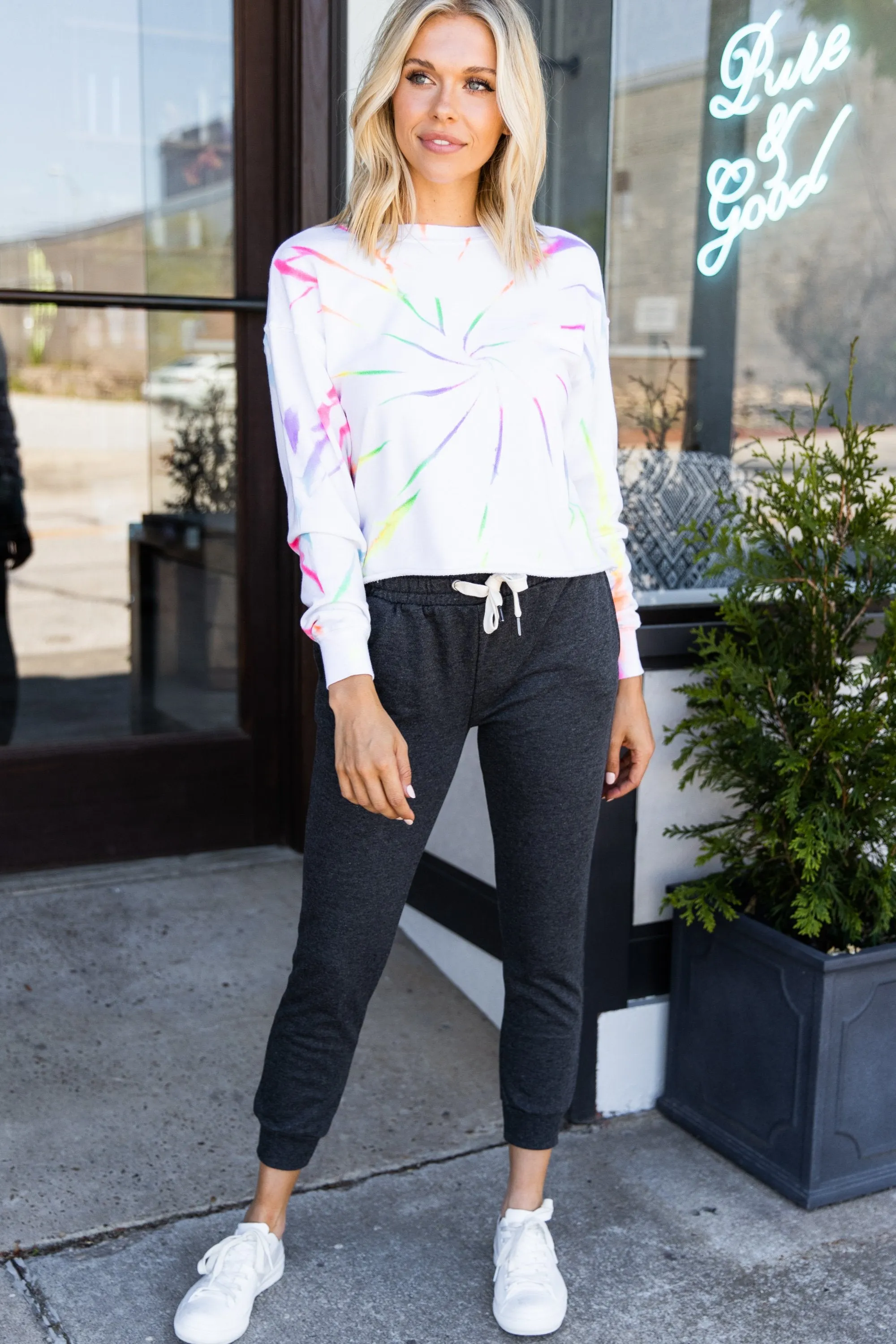 Summer Ready White Tie Dye Sweatshirt