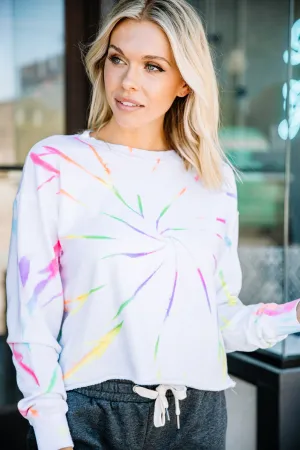 Summer Ready White Tie Dye Sweatshirt