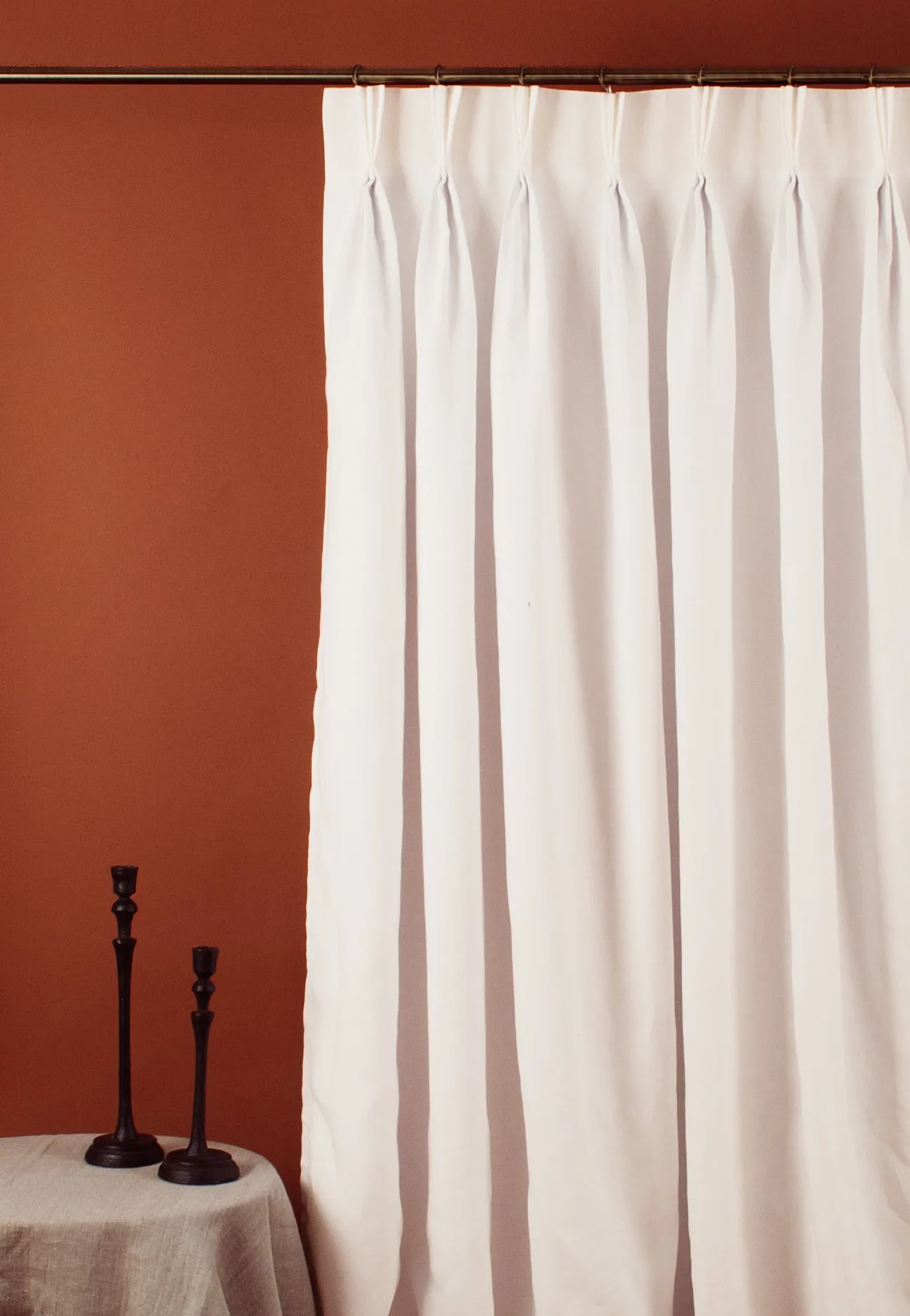 Triple Pinch Pleat Linen Curtain Panel - Tailored and Classic Look Drape