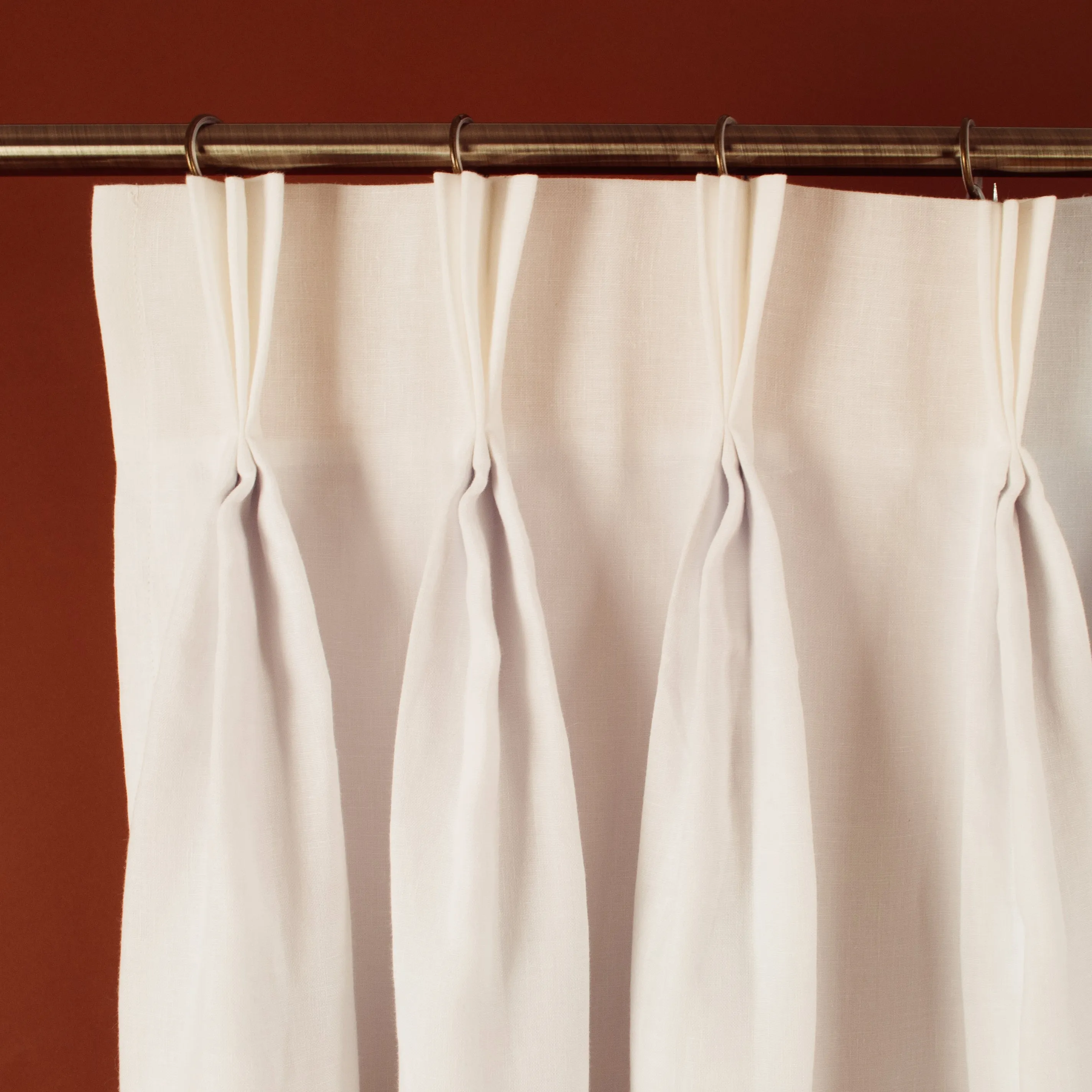 Triple Pinch Pleat Linen Curtain Panel - Tailored and Classic Look Drape