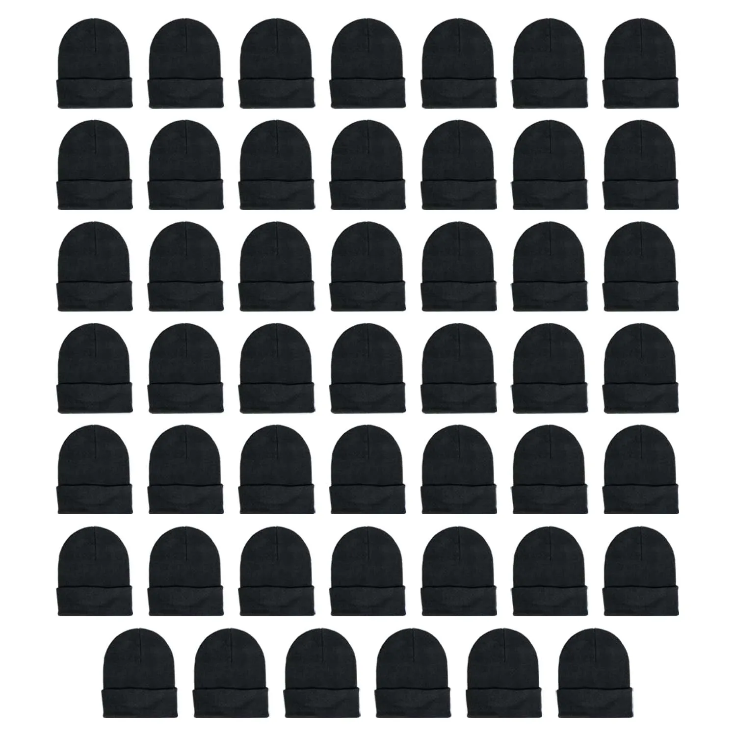 Unisex Wholesale Beanies in Black - Bulk Case of 48