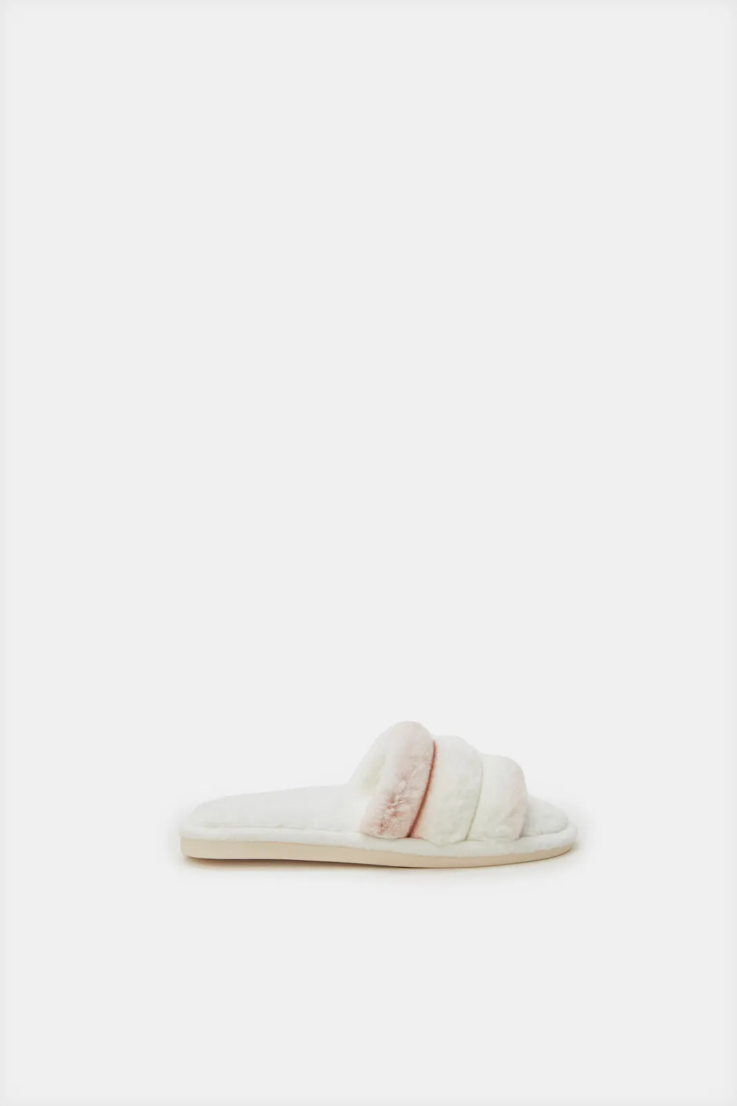 Women White And Pink Color Slipper